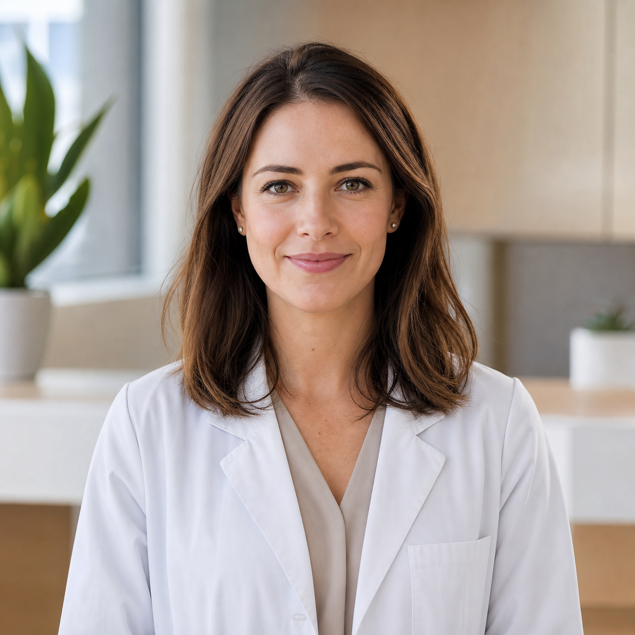 Portrait of Dr. Claire Martin in a white medical coat.