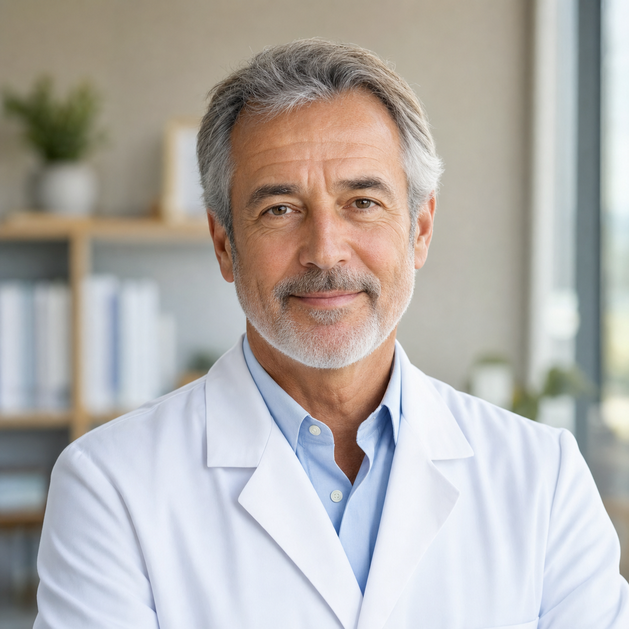 Portrait of Dr. Mateo Rivera in a white medical coat.